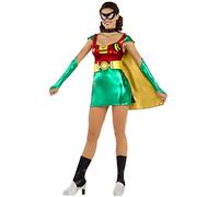 Funidelia | Déguisement Robin pour Femme Boy Wonder, Super héros, DC Comics - Déguisement pour Adultes et Accessoires pour Halloween, Carnaval et fêtes - Taille L - Vert