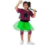 Funidelia | Déguisement rockeuse pour fille Années 80, Années 90, Musique Pop, Decades - Déguisement pour enfant et accessoires pour Halloween, carnaval et fêtes - Taille 5-6 ans - Rose