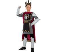 Funidelia | Déguisement Roi Arthur Deluxe pour garçon Médiévaux, Moyen Age, Chevalier - Déguisement pour enfant et accessoires pour Halloween, carnaval et fêtes - Taille 7-9 ans - Grenat
