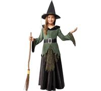 Funidelia | Déguisement sorcière Deluxe pour fille Sorcières, Magiciens, Halloween, Horreur - Déguisement pour enfant et accessoires pour Halloween, carnaval et fêtes. - Taille 10-12 ans - Noir