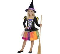 Funidelia | Déguisement sorcière magique pour fille Sorcières, Magiciens, Halloween, Horreur - Déguisement pour enfant et accessoires pour Halloween, carnaval et fêtes. - Taille 7-9 ans - Noir