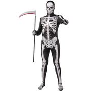 Funidelia Déguisement squelette seconde peau pour homme, Taille XL Squelette, Tête de mort - Costume pour Adultes pour les fêtes, le Carnaval et Halloween
