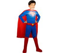 Funidelia | Déguisement Superman Lights On! pour garçon Super héros, DC Comics - Déguisement pour Enfant, accessoires pour Halloween, carnaval et fêtes - Taille 10-12 ans - Rouge