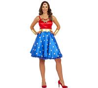 Funidelia | Déguisement Wonder Woman pour Femme Super héros, DC Comics - Déguisement pour Adultes et Accessoires pour Halloween, Carnaval et fêtes - Taille S - Rouge