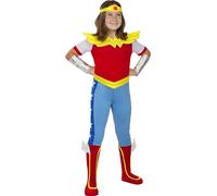 Funidelia | Déguisement Wonder Woman pour fille Super héros, DC Comics - Déguisement pour Enfant, accessoires pour Halloween, carnaval et fêtes - Taille 7-9 ans - Rouge