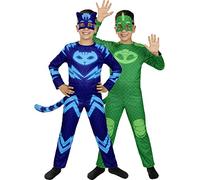 Funidelia | Déguisement Yoyo et Gluglu réversible - Pyjamasques pour garçon Yoyo, Bibou, Gluglu - Déguisement pour Enfant et accessoires pour Halloween, carnaval et fêtes - Taille 7-9 ans - Bleu
