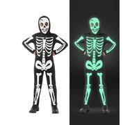 Funidelia Glow in the dark skeleton costume for boy, Size 3-4 years Skeleton, Skull - Fancy dress for kids for parties, Carnival and Halloween