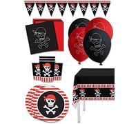 Funidelia | Kit décoration fête de pirates Premium 8 personnes - Pirates Party ▶ Corsair, Boucanier - Décoration pour fêtes d'anniversaire, soirées déguisées; Halloween et Carnaval. - Rouge