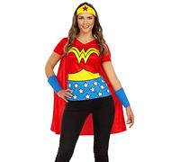 Funidelia | Kit Wonder Woman pour Femme Super héros, DC Comics - Déguisement pour Adultes et Accessoires pour Halloween, Carnaval et fêtes - Taille L - Rouge