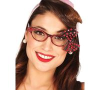 Funidelia Lunettes avec Diamants et nœud Rouge Femme