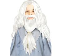 FUNIDELIA Perruque de Dumbledore avec barbe enfant - Déguisement pour garçon et accessoires pour Halloween, carnaval et fêtes