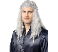 Funidelia | Perruque Geralt - The Witcher pour homme Jeux vidéo, Films et Cinéma, Netflix, Geralt de Riv - Accesoires pour Adultes, accessoire pour déguisement - Gris/Argenté
