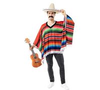 Funidelia | Poncho mexicain pour homme Méxique & Mariachis, Tête de mort mexicaine - Accesoires pour Adultes, accessoire pour déguisement - Marron