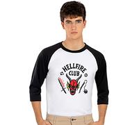 Funidelia | Tshirt Hellfire Club Stranger Things Officiel Netflix pour homme Accesoires pour Adultes, accessoire pour déguisement - Taille M - L - Blanc