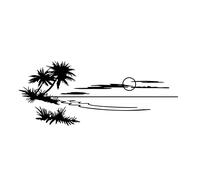 Funien Autocollant, Grande Taille Plage Aventure - Noir, Vinyle, Tropical, Sticker Décoratif pour Voiture, Camper, Universel, Facile à Installer et à Enlever