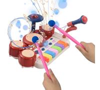 Funien Batterie électronique, Piano, Clavier, Instrument de Musique Multifonctionnel avec Contrôle du Volume et Pads Lumineux pour enfants. (Rouge)