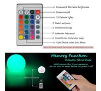 Funien Boule Lumineuse LED étanche, Lampe Télécommandée avec 16 Couleurs RVB pour Décoration de Chambre à Coucher, Fête de Noël, Halloween, éclairage Nocturne