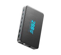 Funien Chargeur de Bureau Multiport, Station de Charge Rapide pour Ordinateur Portable, Tablette et Téléphone avec Câble Rétractable (Prise européenne)