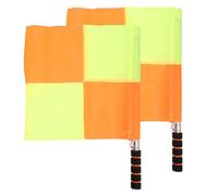 Funien Drapeau D'arbitre de Football, Drapeaux à Main de Juge Ligne Football, Drapeaux D'arbitre Adjoint, Poteau en Acier Inoxydable, Couleurs Vives, Sac Rangement avec Poignée