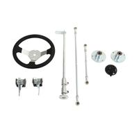 Funien Ensemble de Volant de 300 Mm, Kit de Volant Go Kart Quad avec Rotule de Direction, Kit D'arbre de Crémaillère, Convient pour Go Kart Quad 100, 125, 140, 150, Remplacement