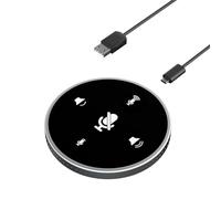 Funien Haut-Parleur de Conférence USB de Bureau, Micro Omnidirectionnel à 360 ° pour Ordinateur PC avec Réglage du Volume, Plug and Play pour PC Portable, Petite Salle de Conférence, (Noire)