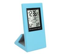 Funien Horloge Météo Solaire avec écran LCD, Minuterie Numérique, Compteur de Température et d'humidité, pour Maison, école, Bureau, Jardin, Serre (Bleue)
