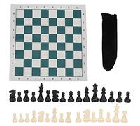 Funien Jeu D'échecs Standard International, Grand Roi de Compétition en Plastique avec échiquier Vert et Blanc 13,4 X 13,4 Pouces, Léger, Facile à Transporter pour Les âges