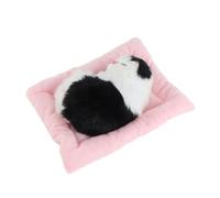 Funien Jouet en Peluche Interactif Faux Chat pour Enfants, Jouet de Poupée Chaton Endormi Réaliste avec Son pour la Décoration de la Maison, 7,1x6,3 Pouces (Charbon Actif Chat Noir et Blanc)