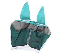 Funien Masque Anti-Mouches pour Chevaux Masque Anti-Mouches en Souple Protection UV Satin Extensible Oreilles Détachables Visibilité Totale pour Les Yeux Respirant Espace réservé (L)
