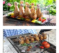 Funien Rack de Jambe d'aile à Ailes de Poulet en Acier Inoxydable pour Le Four à Grill Fourt 12 Emplacements Roaster Stand pour Pique-Nique (Gril avec Plateau)
