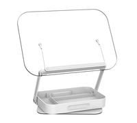 Funien Support de Lecture Réglable avec Rangement Intelligent et Panneau Acrylique pour Livre, Tablette, Magazine, Livre de Cuisine, Bureau D'étude, Bureau Transparent (R22H)