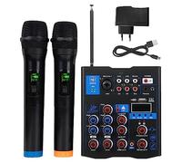 Funien Table de mixage Audio Professionnelle avec Microphone sans Fil, Interface système de Console de Carte Son Table de mixage DJ 4 canaux, adaptée pour Haut-Parleur de Guitare DJ karaoké PC