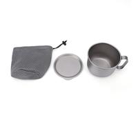 Funien Tasse à café Ti Tasse de Voyage Pure à Large Bouche 500 Ml [marque] Pure Ti avec Couvercle Poignée Ergonomique pour Camping Randonnée Bureau