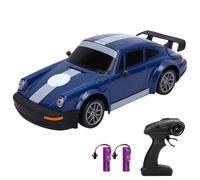 Funien Voiture de Course 2,4 G 4 Roues Motrices, Lumières LED, Pneus Interchangeables, Véhicule Jouet avec Télécommande, Dérive Facile pour Enfants Adultes, Pneus de Course, Forte (Bleue)