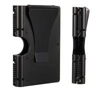 Funifinds Portefeuille pour homme - Portefeuille pour homme au design réinventé - Fin, minimaliste et sans couture, bloque les scanners RFID avec une pince à billets (aluminium noir)