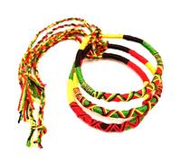 Funight Lot de 3 Bracelet brésilien d'Amitié en Coton Tressé Macramé Porte Bonheur homme femme fille garçon rasta reggae rouge vert jaune
