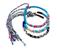 Funight Lot de 3 Bracelet brésilien d'Amitié en Coton Tressé Macramé Porte Bonheur homme femme fille garçon bleu blanc rouge noir