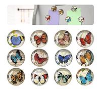 FuninCrea 12 Aimants pour Réfrigérateur Papillon, 3D Ensemble d'aimants de Bureau Papillon Rétro Petit Aimant Frigo Autocollant de Glace pour Décorer Le Tableau Blanc de Bureau de Boîte de Glace (B)