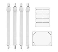 FuninCrea 4 Pièces Tendeur Drap Housse Élastique avec Clips en Métal pour Draps, Attache Drap Housse Réglable, Sangles de Support de Drap Lit Réglable pour Drap Lit, Canapé, Housse de Repassage