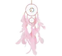 FuninCrea Attrape-rêves avec plume, attrape-rêves faits à la main en macramé pour fille, kit Dream Catcher 3D avec dentelle tressée, décoration murale suspendue de style indien (rose-A)