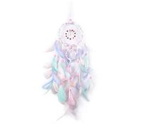 FuninCrea Capteur de Rêves avec Plumes, Boho Style Attrape de Rêves Faits à la Main Attrape-rêves, Attrape Rêve 3D avec Dentelle Tressée, Dream Catcher Décoration Murale Suspendue pour Fille (Rose)