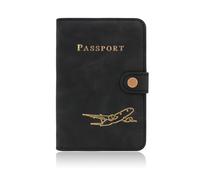 FuninCrea Étui pour passeport en cuir synthétique avec boucle, étui de passeport portable pour homme et femme, pochette de voyage pour cartes de passeport, carte d'embarquement, noir, Moderne
