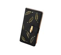 FuninCrea Long portefeuille pour femme avec 12 emplacements pour cartes de crédit et fenêtre d'identité, grand sac à main en cuir synthétique pour femme avec fermeture éclair et bouton-pression pour
