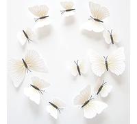 FuninCrea Lot de 12 Stickers Papillon, Autocollants Muraux 3D en Forme de Papillon Étanche Magnétique Pour Réfrigérateur Avec Ruban Adhésif Pour Décoration de Chambre à Coucher (Blanc)
