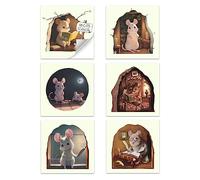 FuninCrea Lot de 6 autocollants muraux en forme de souris - 3D réalistes - Décoration murale - Autocollants fluorescents pour couloirs, salon, chambre à coucher (style 1)