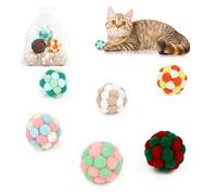 FuninCrea Lot de 6 balles pour chat avec clochette, 4,1 cm, jouet coloré pour chat avec une petite pochette, jouets interactifs pour chaton pour jouer à la poursuite (multicolore)
