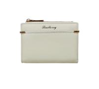 FuninCrea Portefeuille Femme Petit Format avec 5 Fentes pour Cartes et Fenêtre d'Identification, Porte Monnaie Femme Compact Porte Carte avec Pochette Zippée et Bouton-Pression (Blanc)