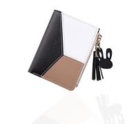 FuninCrea Portefeuille Zippé pour Femmes, Petit Sac à Main avec Bouton Pression en Métal, Portefeuille en Cuir pour Femmes avec Porte-Monnaie, Portefeuilles Pliants Multifonctions pour Femme (Noir)