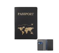FuninCrea Protege Passeport, Pochette Passeport pour Hommes et Femmes, Porte Passeport en Cuir PU Fonctionnel Multiples, Portefeuille Passeport Voyage Accessoires Organisateur de Documents (Noir)