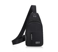 FuninCrea Sac à bandoulière Oxford pour homme, avec bretelles réglables, simple couche, croisé pour voyage, gym, course, Double couche noire, s